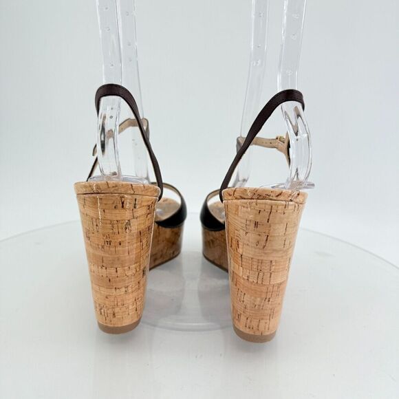 Stuart Weitzman Palmina Womens 8.5B Leather Platform Wedge Heel Sandals Brown - Picture 8 of 16